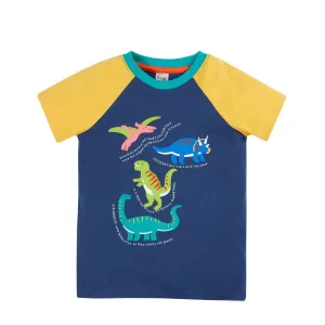 Frugi Renny Raglan T-Shirt Navy Dino