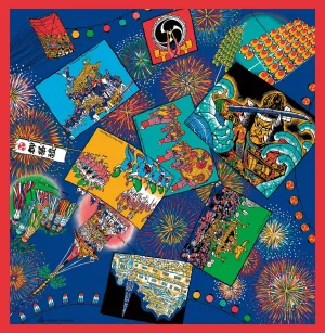 Furoshiki, Japanese Traditional Handkerchief Wrapping Cloth - 112cm Japanese Festival