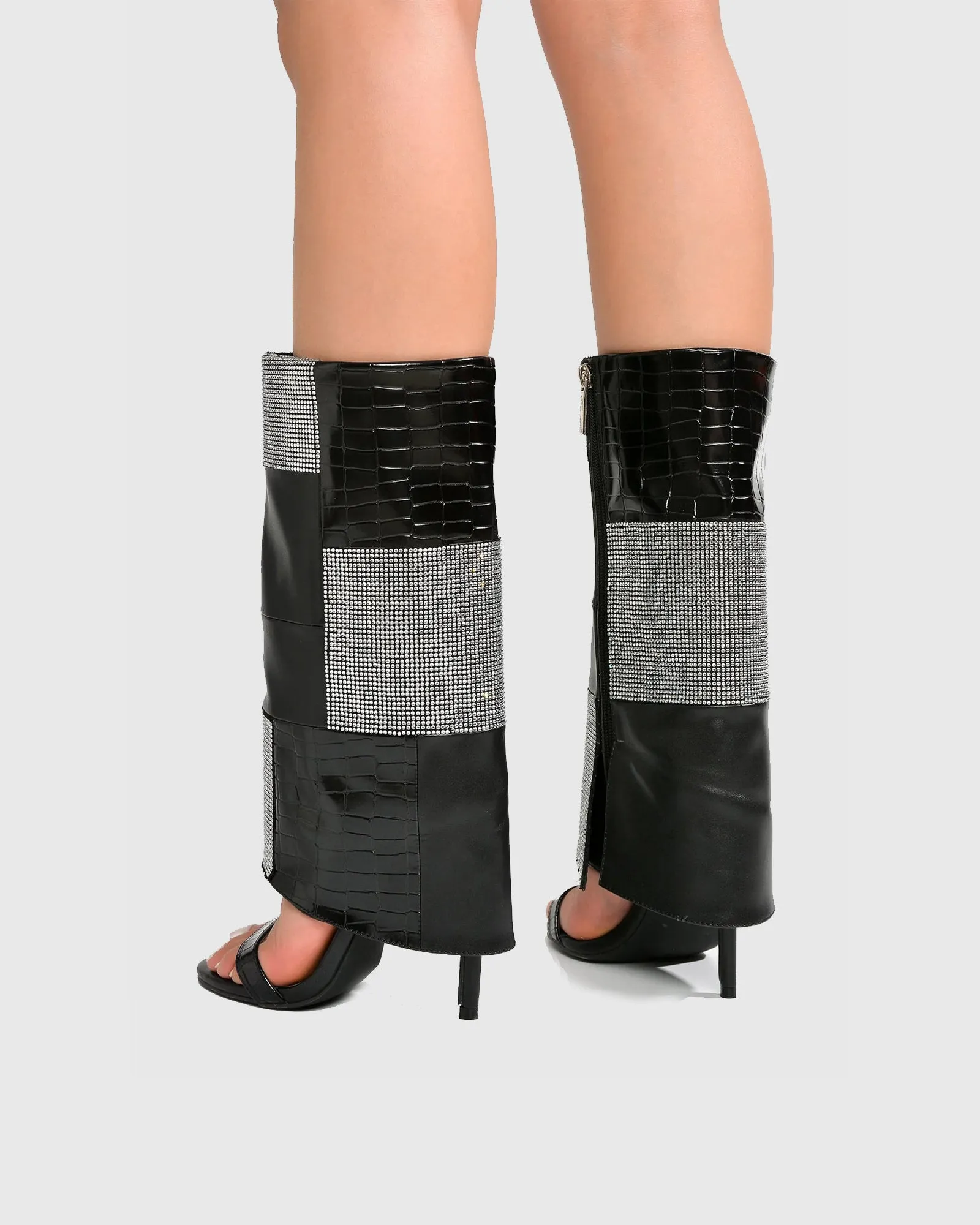 Gaetana Rhinestone Splicing Sandals In Black