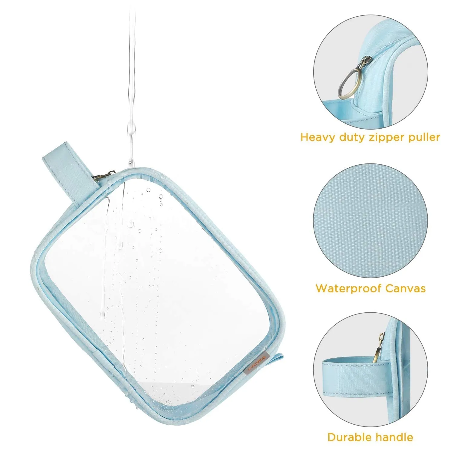 GAGAKU Clear Toiletry Bag Transparent Makeup Bags Set Waterproof Wash Bag 2pcs - Light Blue