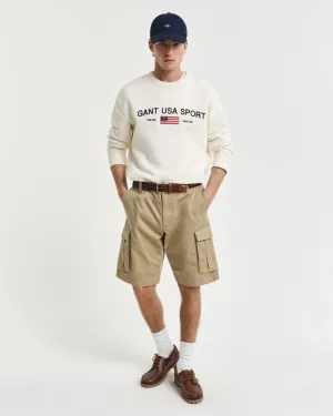 GANT Relaxed Fit Twill Cargo Shorts in Dark Khaki