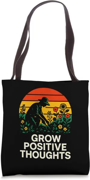 Gardener Growing Positive Thoughts Vintage Womens Botanical Tote Bag