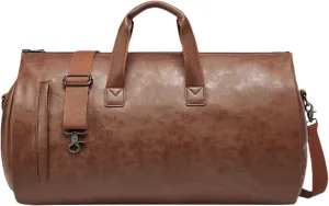 Garment Duffle Bags - Carry Garment Bag, Foldable Hanging Suitcase | Duffel Bag with Leather Shoe Compartment, 2 in 1 Leather Dress Suitcase Duffel Bag, Convertible Garment Bag for Travel Trips