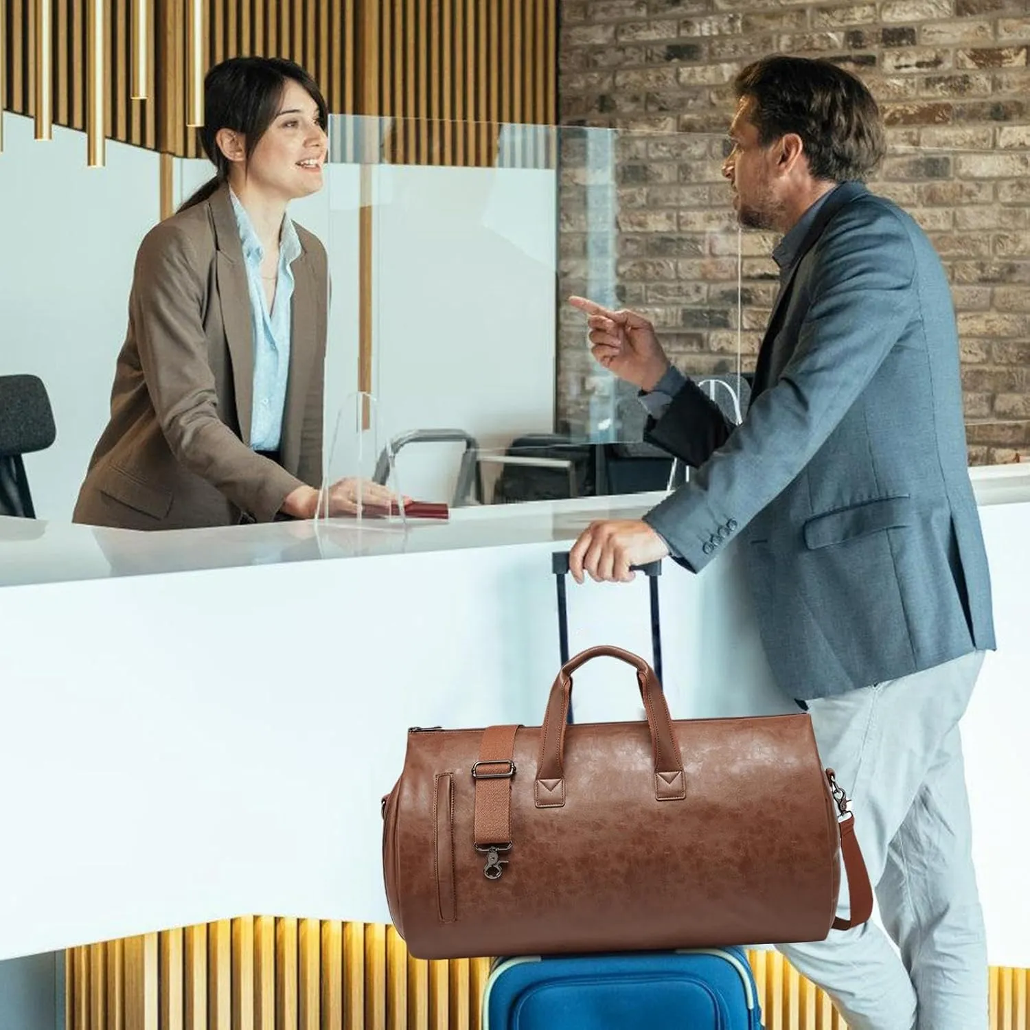 Garment Duffle Bags - Carry Garment Bag, Foldable Hanging Suitcase | Duffel Bag with Leather Shoe Compartment, 2 in 1 Leather Dress Suitcase Duffel Bag, Convertible Garment Bag for Travel Trips