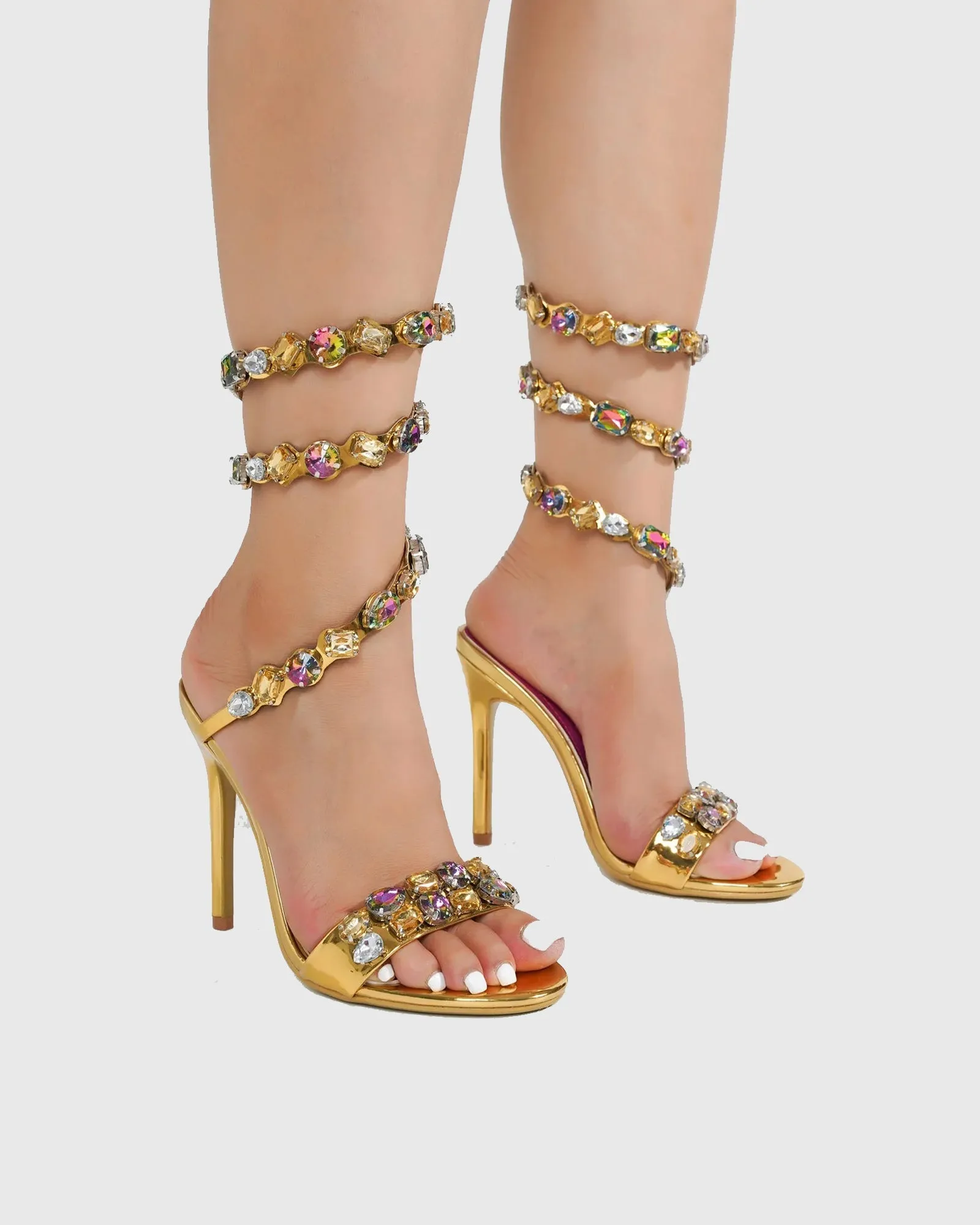 Giralda Rhinestone Embellished Lace Up Sandals