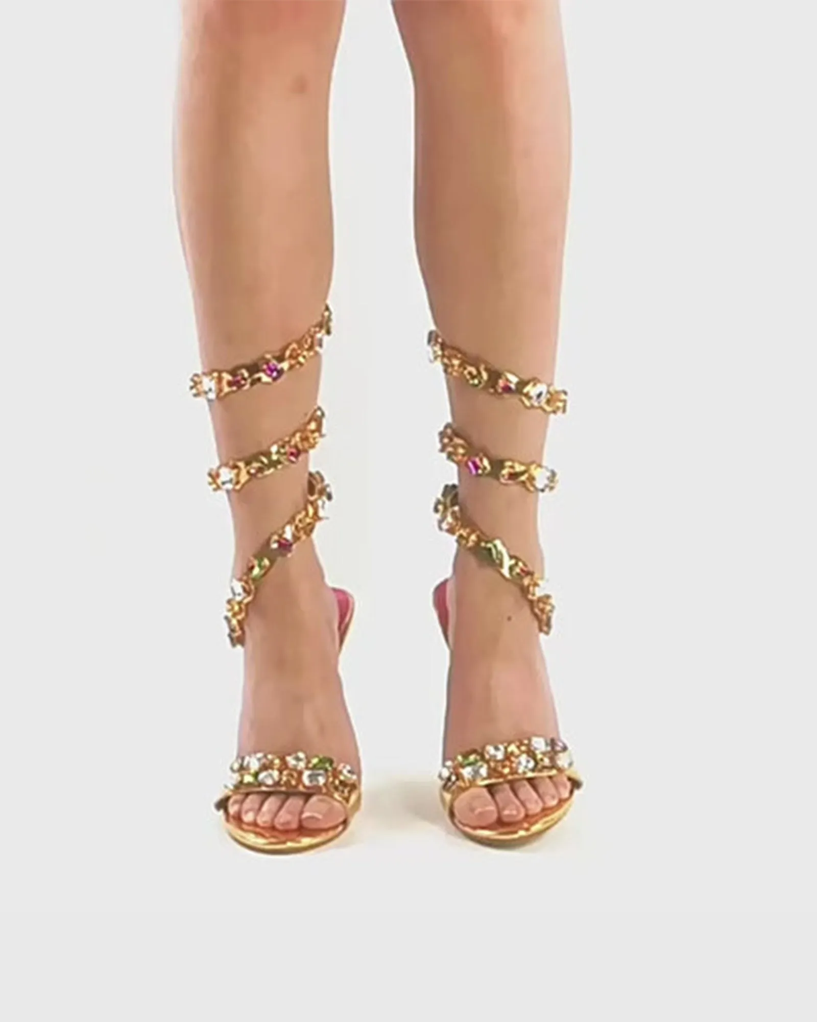 Giralda Rhinestone Embellished Lace Up Sandals