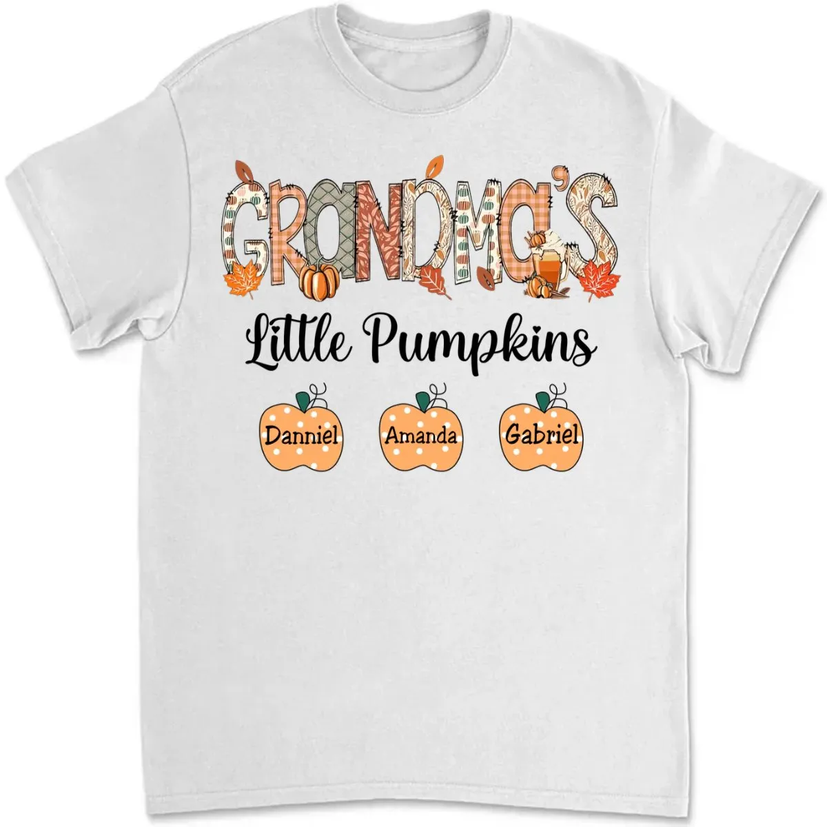 Grandma - Grandma Little Pumpkins Cute Dots - Personalized T-Shirt