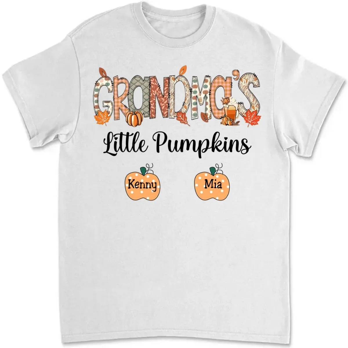 Grandma - Grandma Little Pumpkins Cute Dots - Personalized T-Shirt