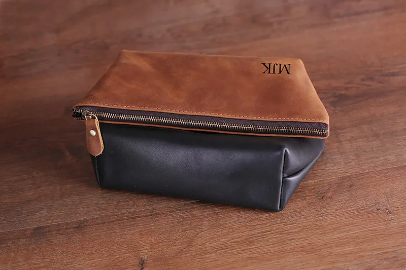 Groomsmen Gifts Personalized Leather Toiletry Bag Engraved Dopp Kit Monogrammed Toiletry Bag Best Man Gift