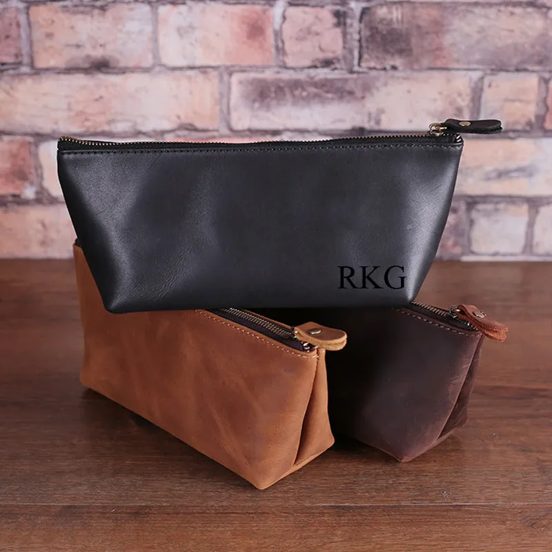 Groomsmen Gifts Personalized Leather Toiletry Bag Engraved Dopp Kit Monogrammed Toiletry Bag Best Man Gift