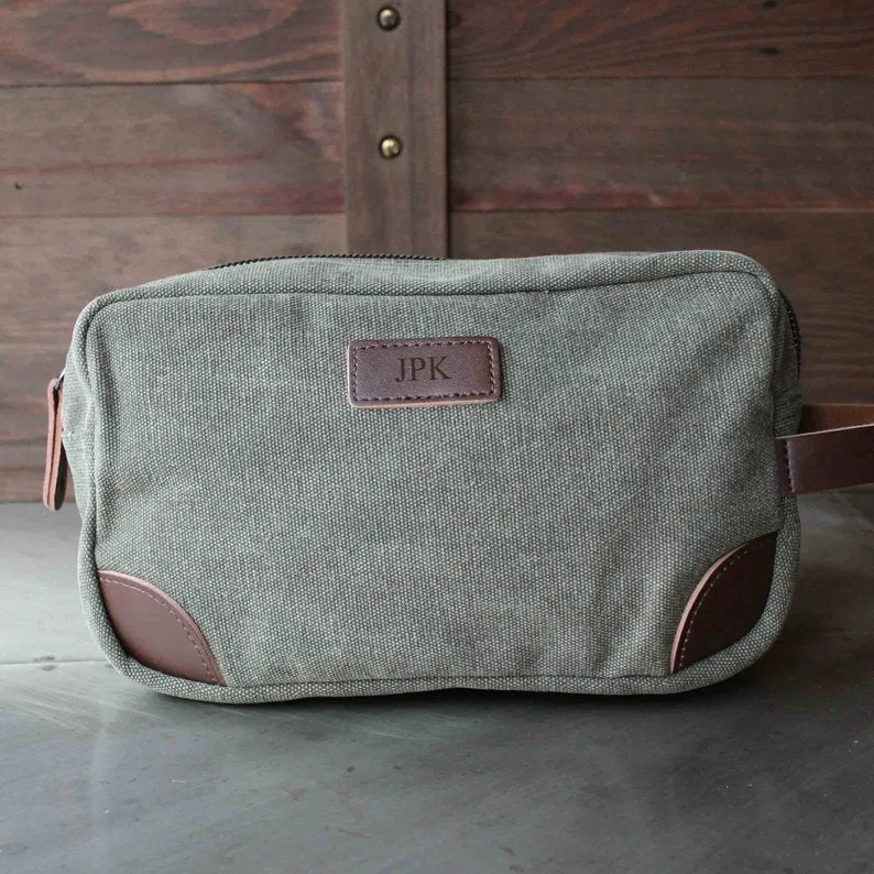 Groomsmen Gifts Travel Size Toiletry Bag Personalized Canvas Dopp Kit Handmade Usher Gift Custom Best Man Gift