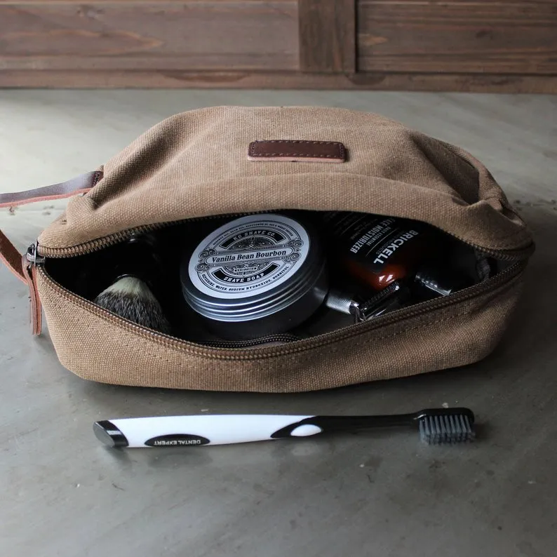 Groomsmen Gifts Travel Size Toiletry Bag Personalized Canvas Dopp Kit Handmade Usher Gift Custom Best Man Gift