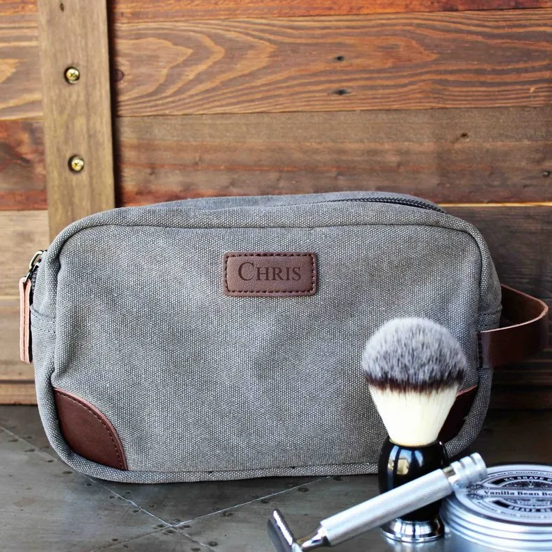 Groomsmen Gifts Travel Size Toiletry Bag Personalized Canvas Dopp Kit Handmade Usher Gift Custom Best Man Gift