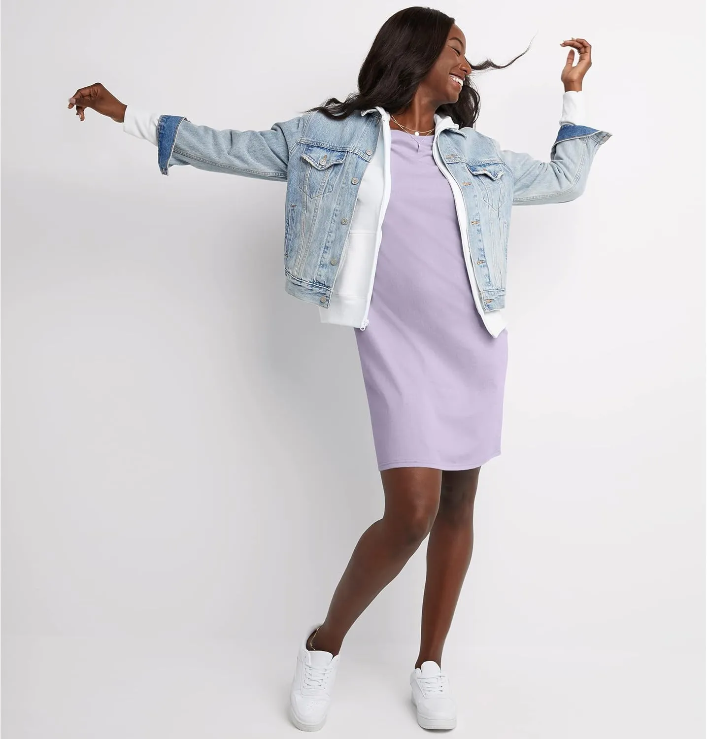 Hanes Women's Essentials Cotton T-Shirt Dress, Wear Around Jersey Oversized Shirt