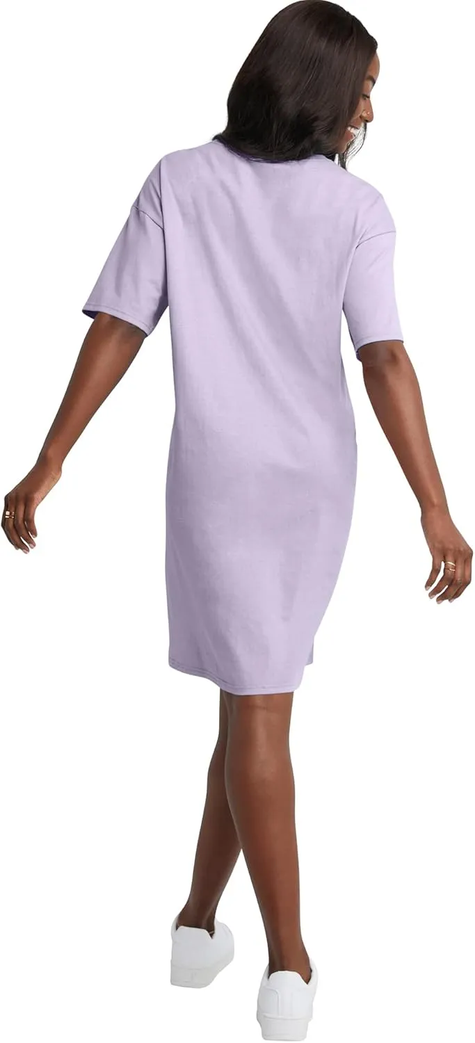 Hanes Women's Essentials Cotton T-Shirt Dress, Wear Around Jersey Oversized Shirt