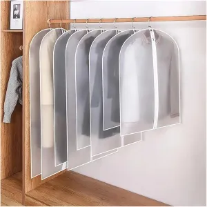 Hanging Garment Bag 5Pcs Clothes Dust Cover Transparent Waterproof Resistant Dustproof Breathable Clothes Storage Bag(60x80cm 5PCs)