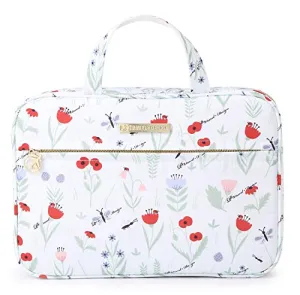 Hanging Toilet Bag Large Toilet Bag with Hook Wash Bag (White Flower)