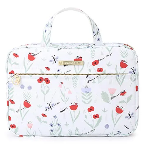 Hanging Toilet Bag Large Toilet Bag with Hook Wash Bag (White Flower)