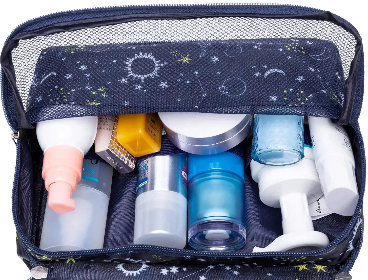 Hanging Travel Toiletry Bag Cosmetic Make up Organizer for Women and Girls Waterproof (Blue Galaxy (upgrade))