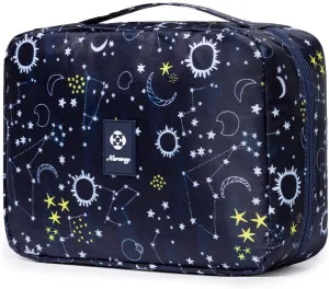 Hanging Travel Toiletry Bag Cosmetic Make up Organizer for Women and Girls Waterproof (Blue Galaxy (upgrade))