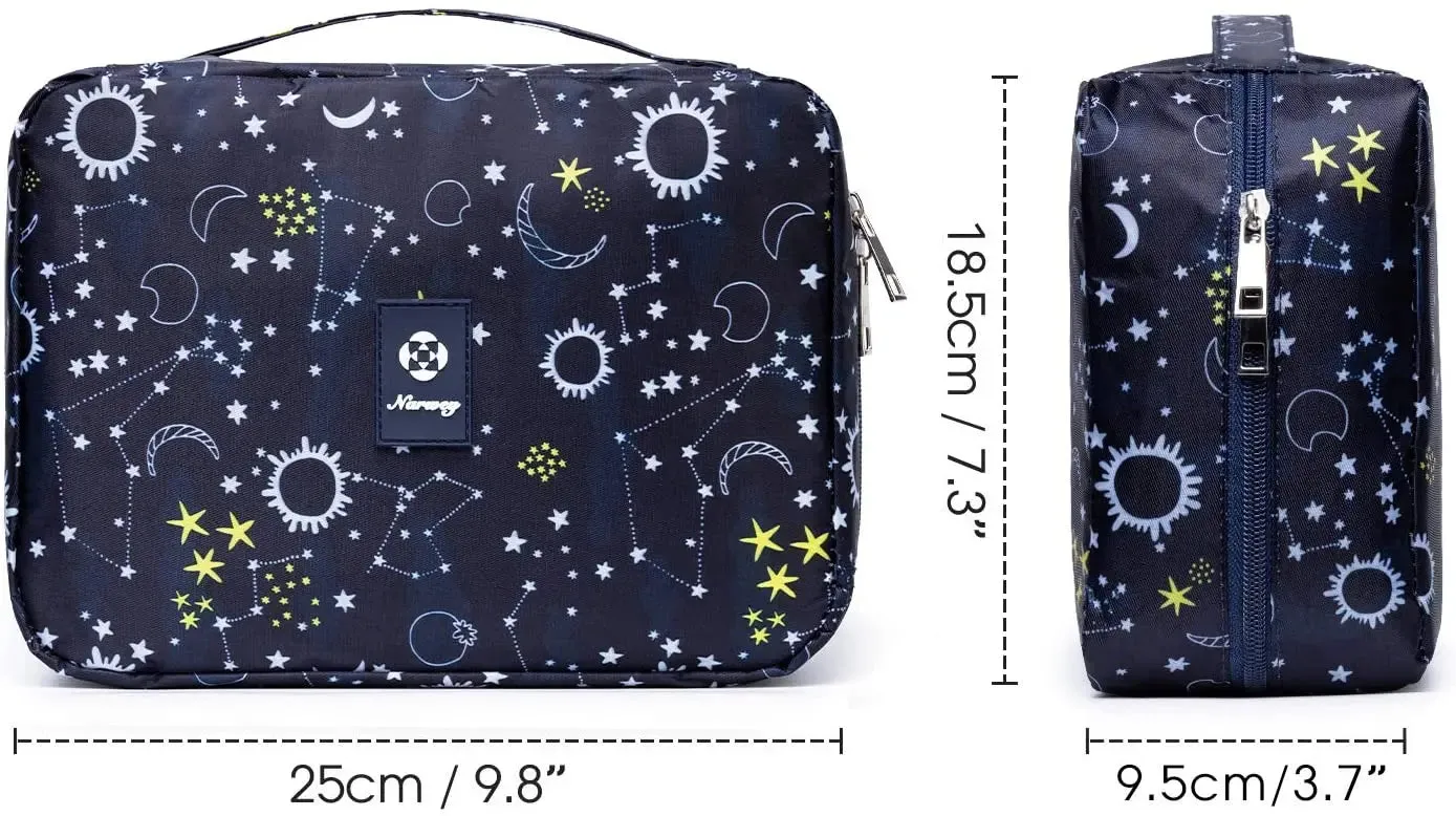 Hanging Travel Toiletry Bag Cosmetic Make up Organizer for Women and Girls Waterproof (Blue Galaxy (upgrade))