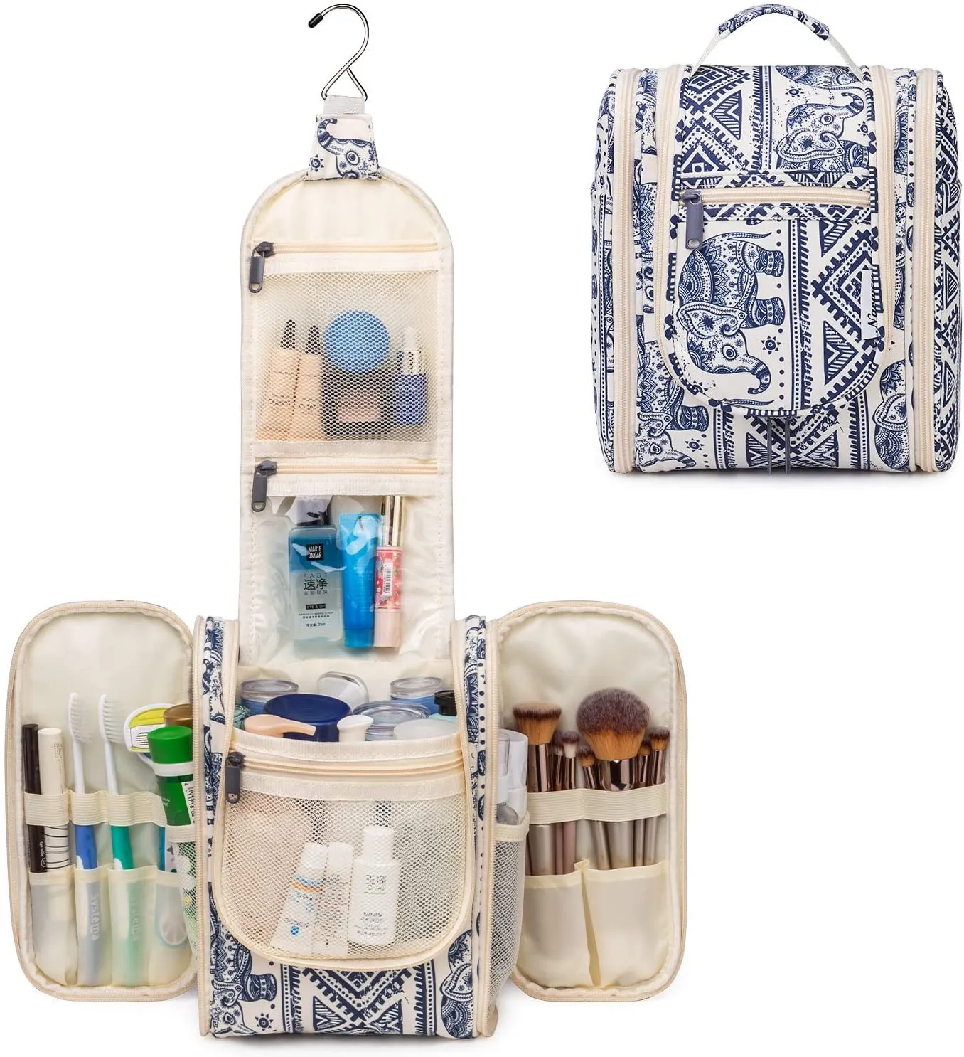 Hanging Travel Toiletry Bag Cosmetic Make up Organizer for Women and Men (Elephant (Medium))