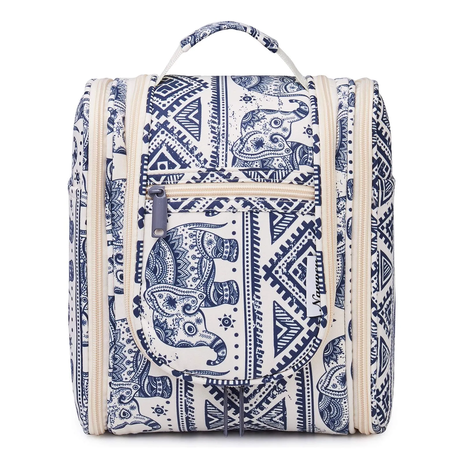 Hanging Travel Toiletry Bag Cosmetic Make up Organizer for Women and Men (Medium, Elephant)