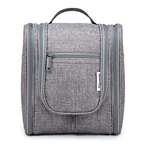 Hanging Travel Toiletry Bag Cosmetic Make up Organizer for Women and Men (Medium, Grey)