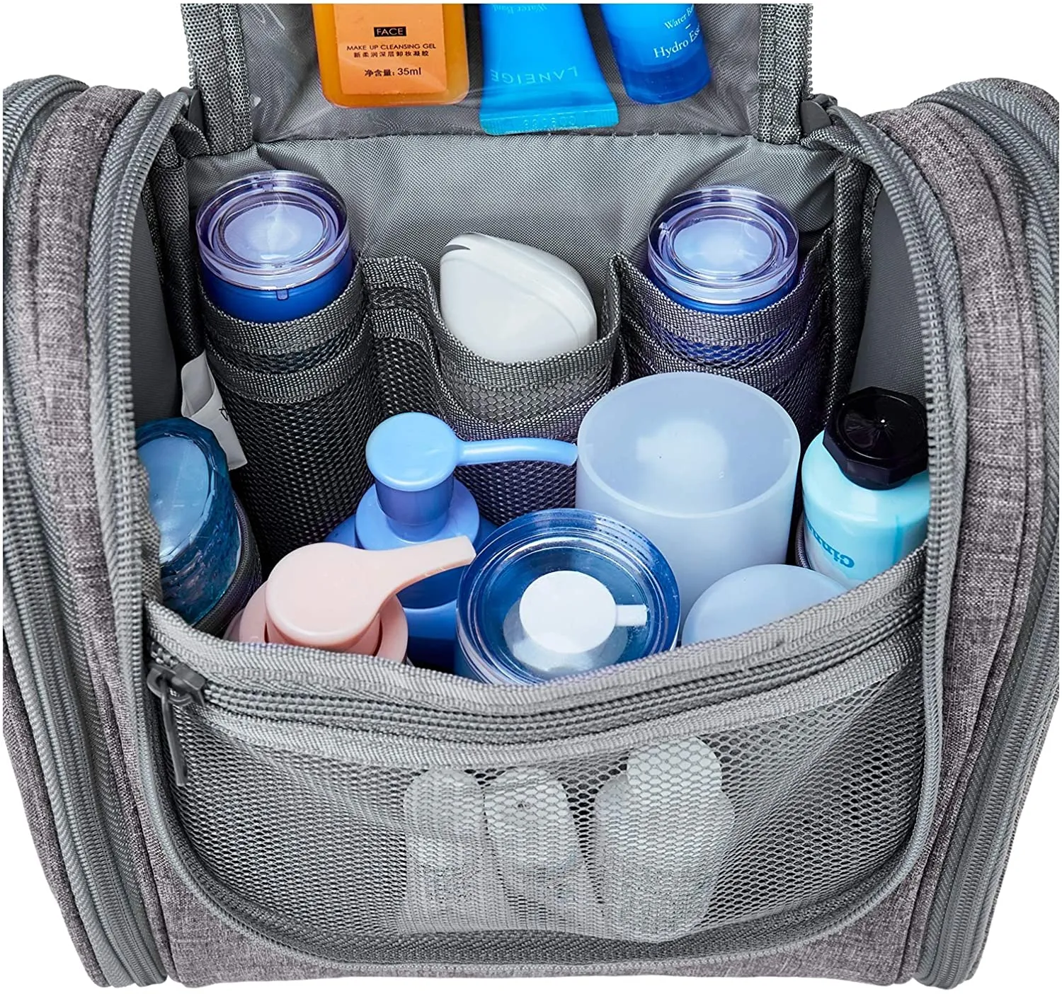 Hanging Travel Toiletry Bag Cosmetic Make up Organizer for Women and Men (Medium, Grey)
