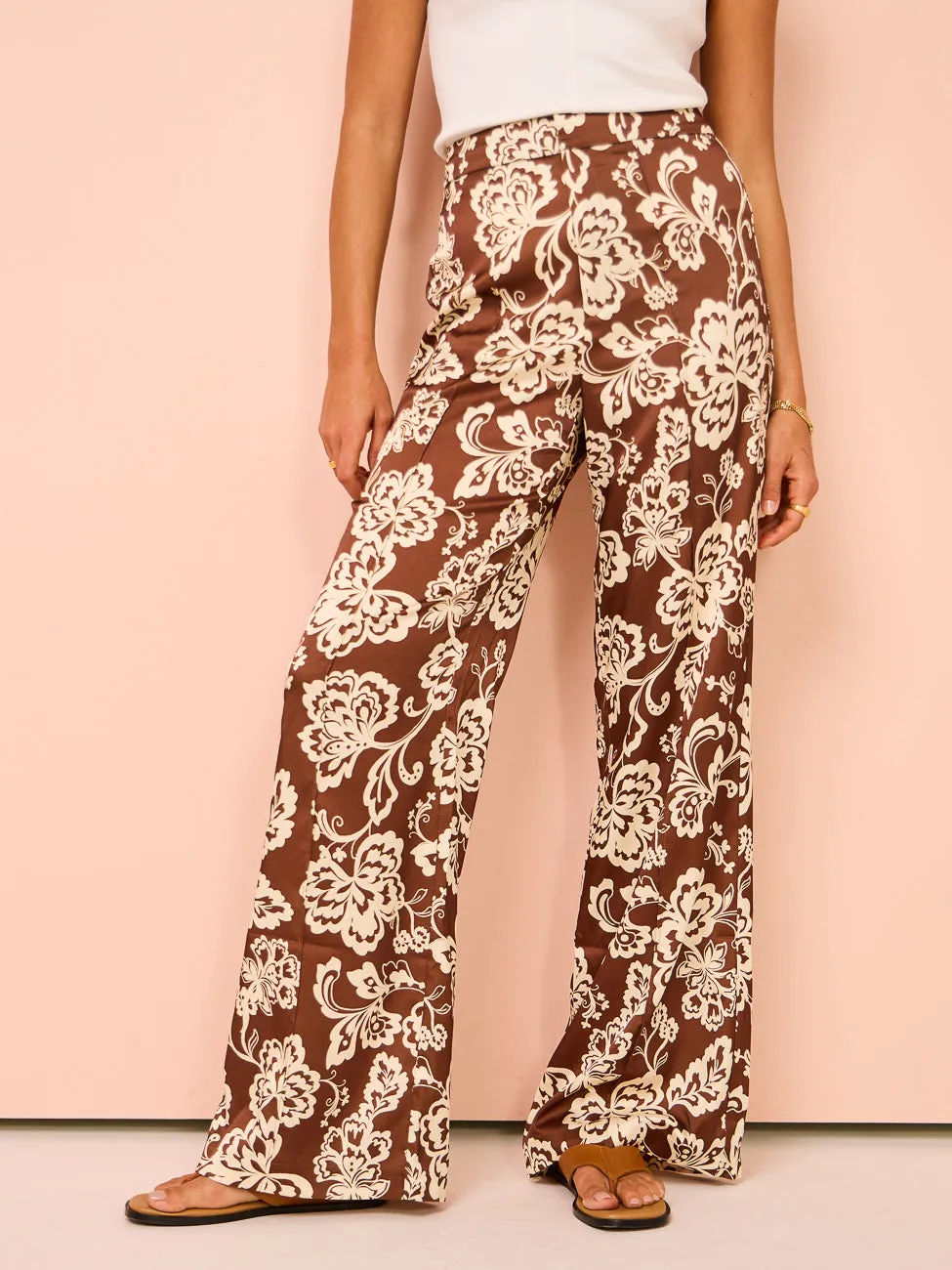Hansen & Gretel Eugenia Tailored Pant in Chocolate Floral