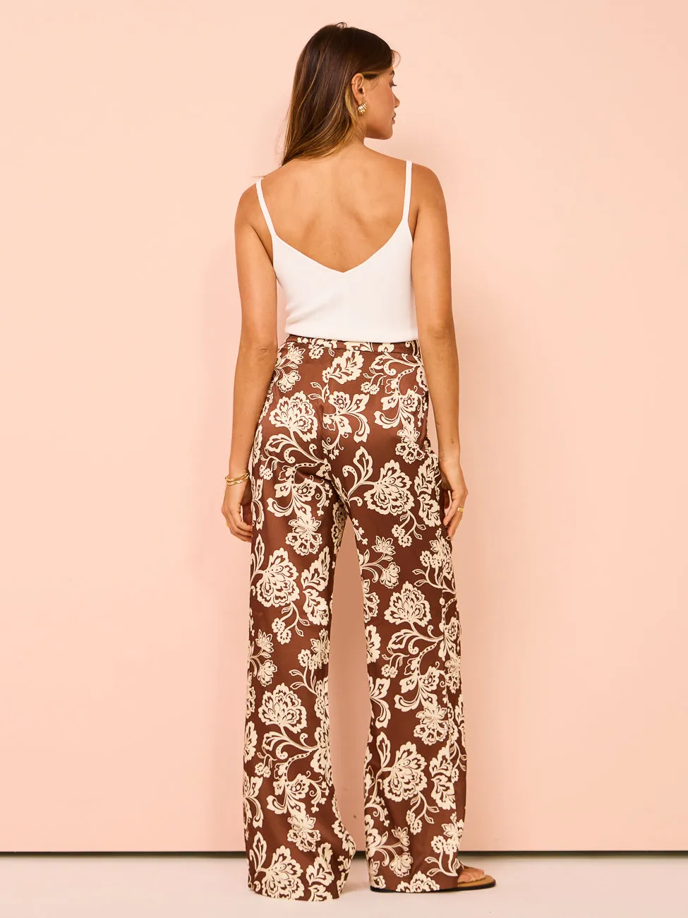Hansen & Gretel Eugenia Tailored Pant in Chocolate Floral