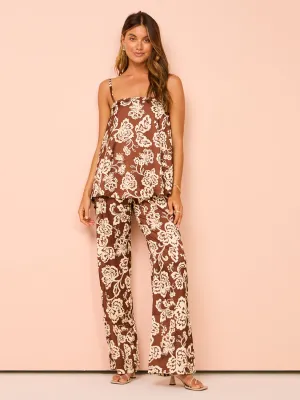 Hansen & Gretel Eugenia Tailored Pant in Chocolate Floral