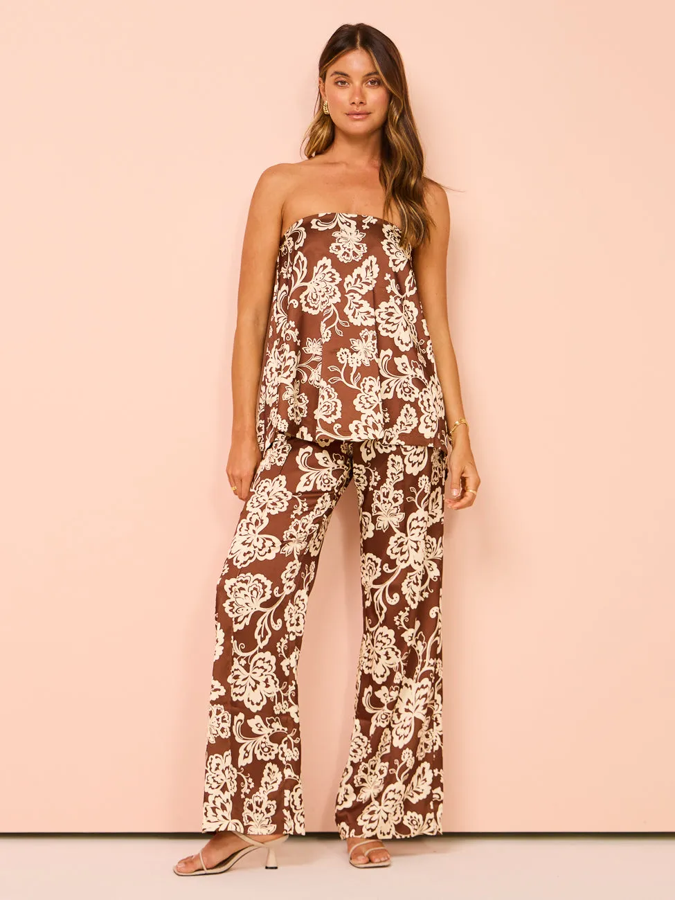 Hansen & Gretel Eugenia Tailored Pant in Chocolate Floral