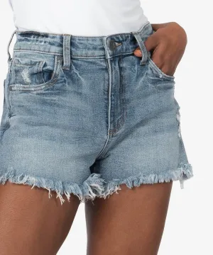 High Rise Relaxed Fit Frayed Hem Shorts