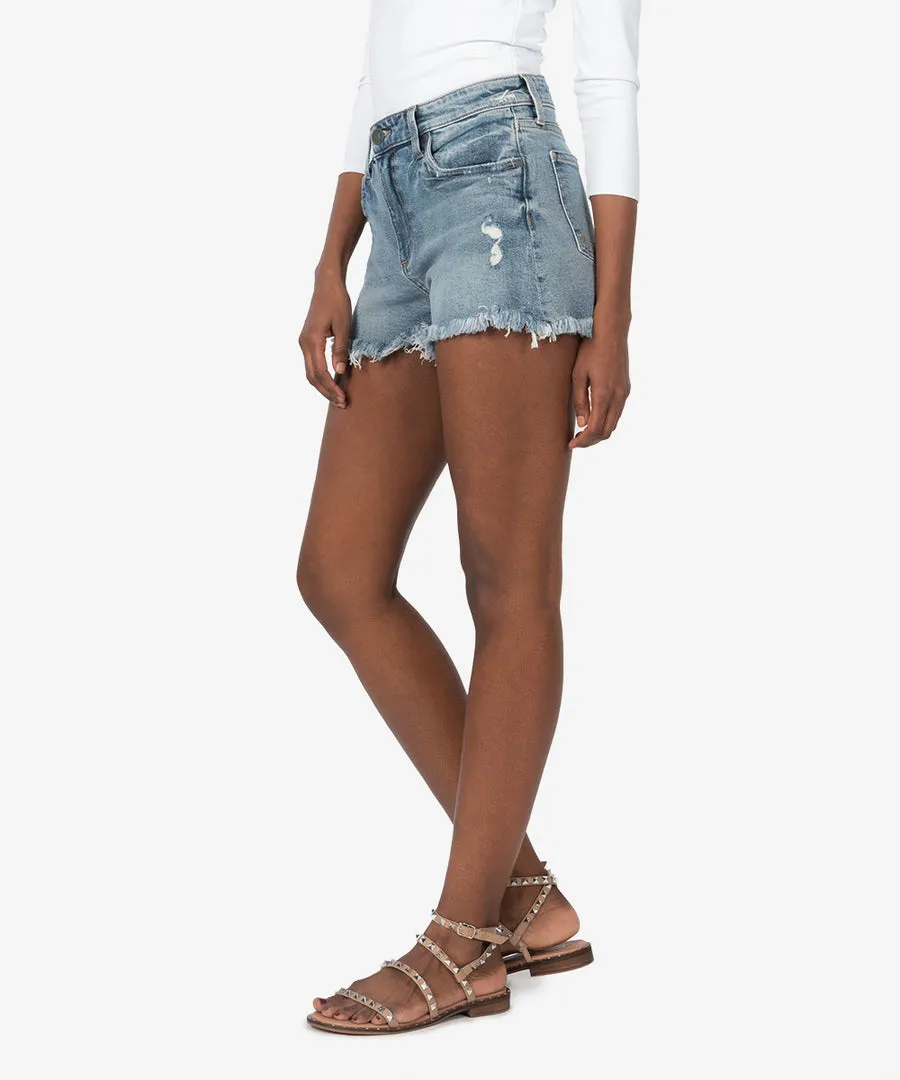 High Rise Relaxed Fit Frayed Hem Shorts