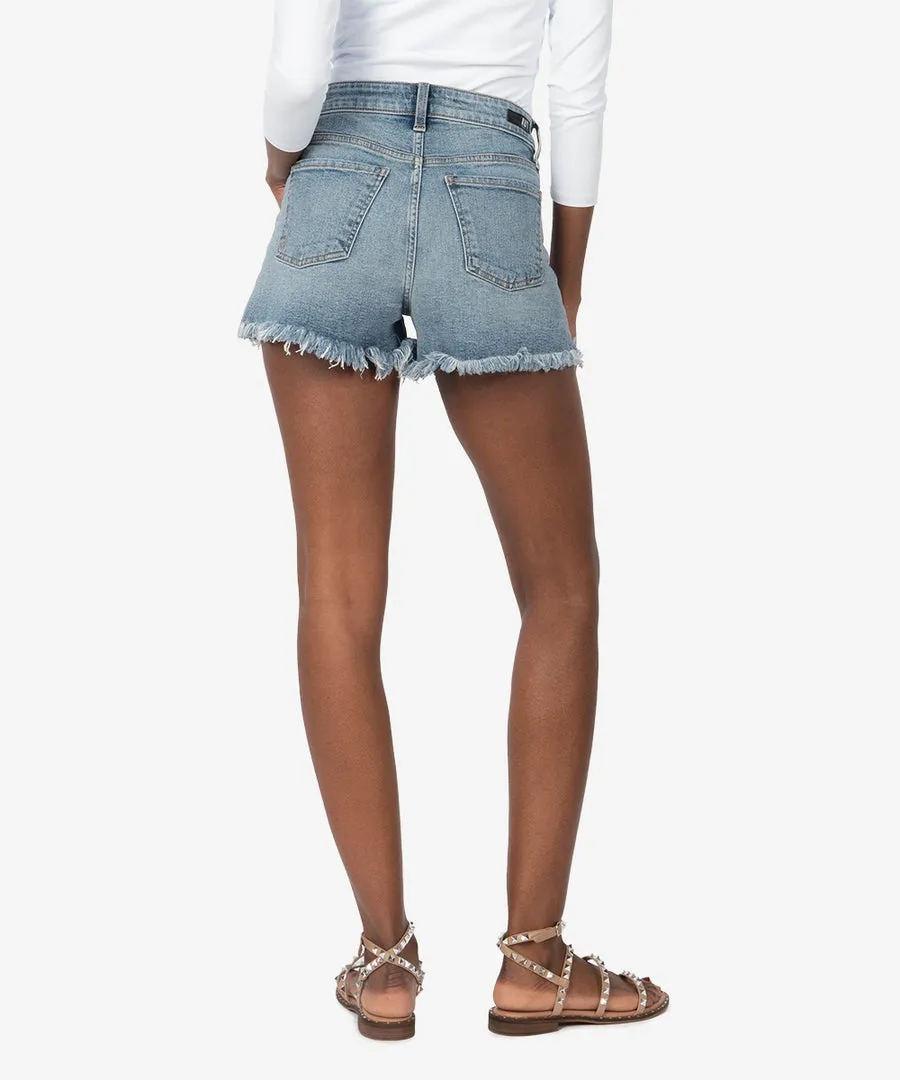 High Rise Relaxed Fit Frayed Hem Shorts
