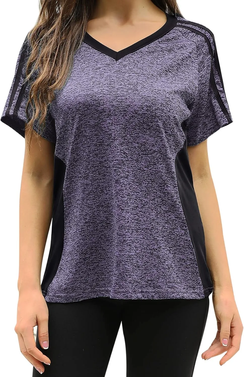 HOCOSIT Women's Workout Shirts Fast Dry Active Wear Yoga Top Sweat Wcking Clothes
