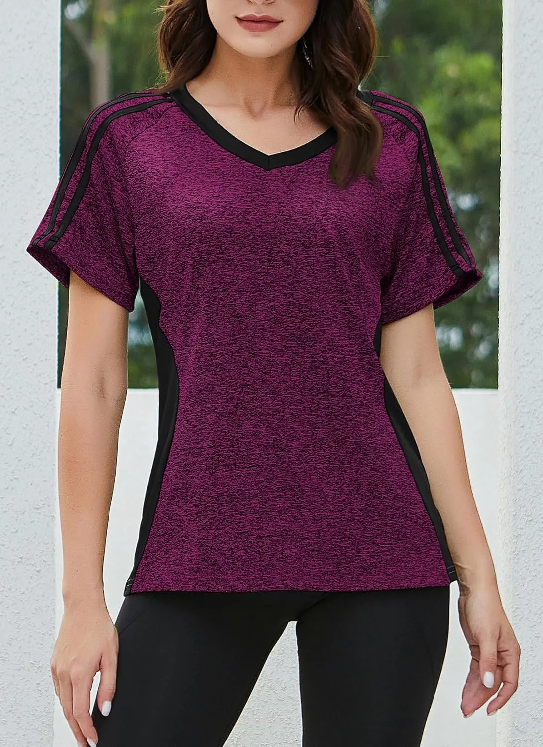 HOCOSIT Women's Workout Shirts Fast Dry Active Wear Yoga Top Sweat Wcking Clothes