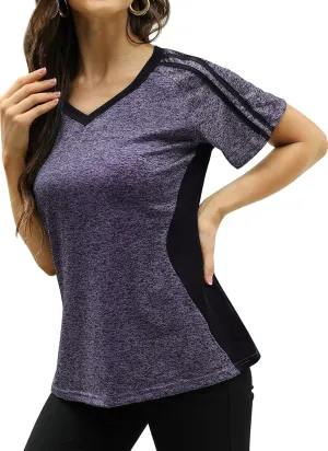 HOCOSIT Women's Workout Shirts Fast Dry Active Wear Yoga Top Sweat Wcking Clothes