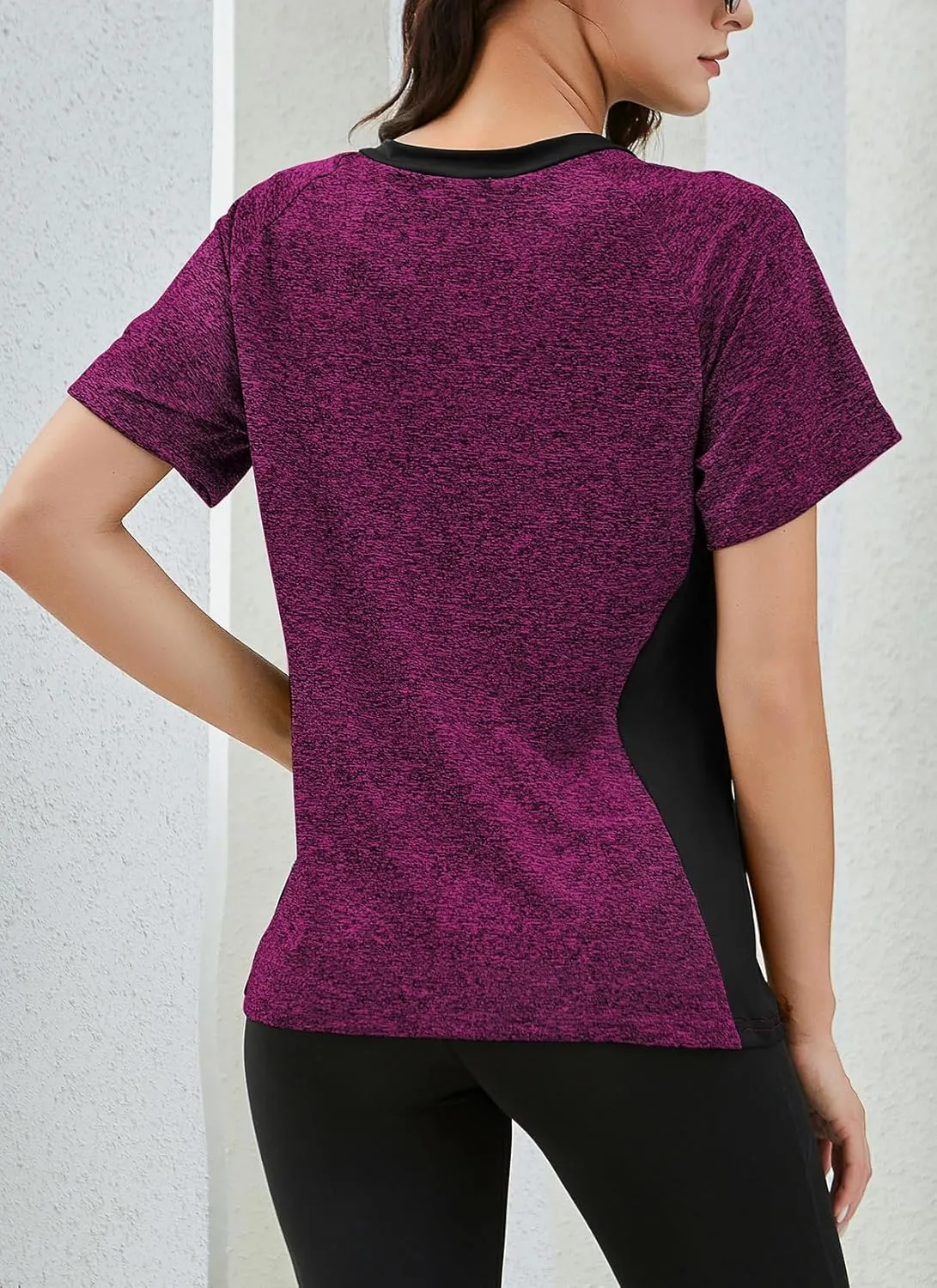 HOCOSIT Women's Workout Shirts Fast Dry Active Wear Yoga Top Sweat Wcking Clothes