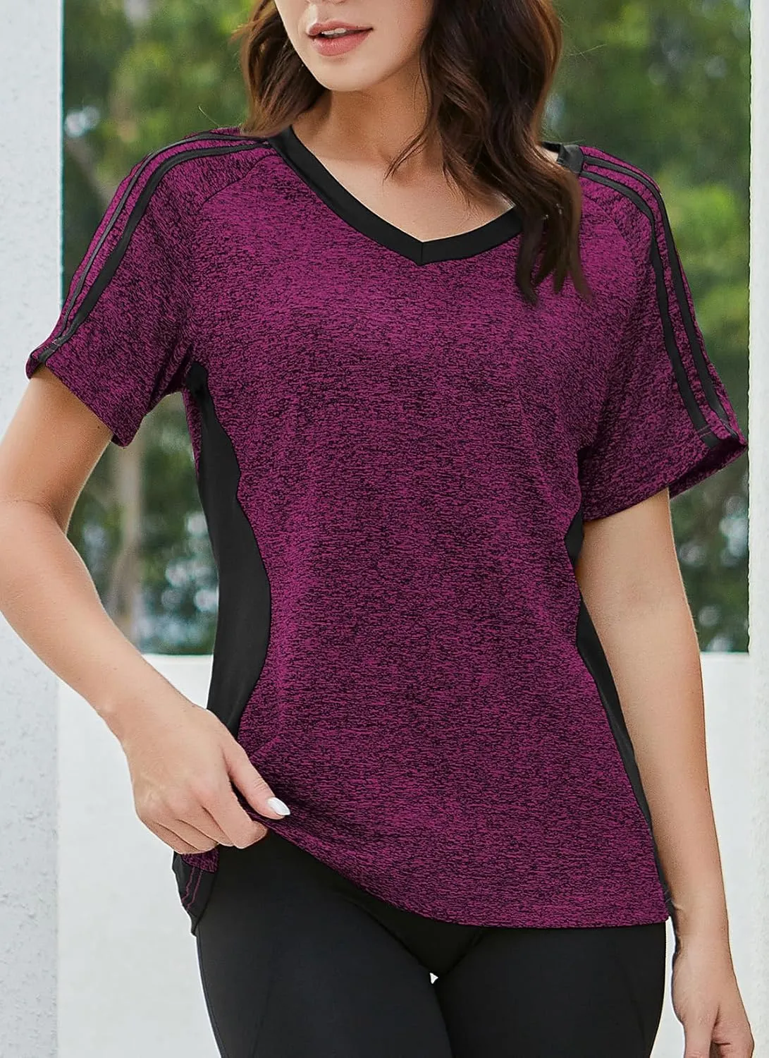HOCOSIT Women's Workout Shirts Fast Dry Active Wear Yoga Top Sweat Wcking Clothes