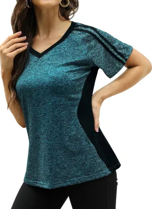 HOCOSIT Women's Workout Shirts Fast Dry Active Wear Yoga Top Sweat Wcking Clothes