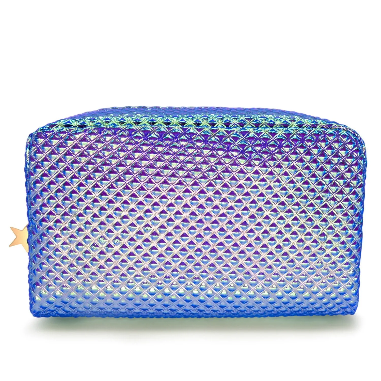 Holographic Cosmetic Bag Makeup Bag Toiletry Travel Bag Handy Large Protable Wash Pouch Waterproof Zipper Handbag Carry Case Organizer Mermaid Makeup Brush bag(shiny purple bag)