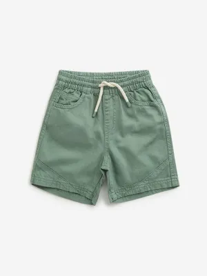 HOP Kids Sage Relaxed Fit Mid Rise Cotton Shorts