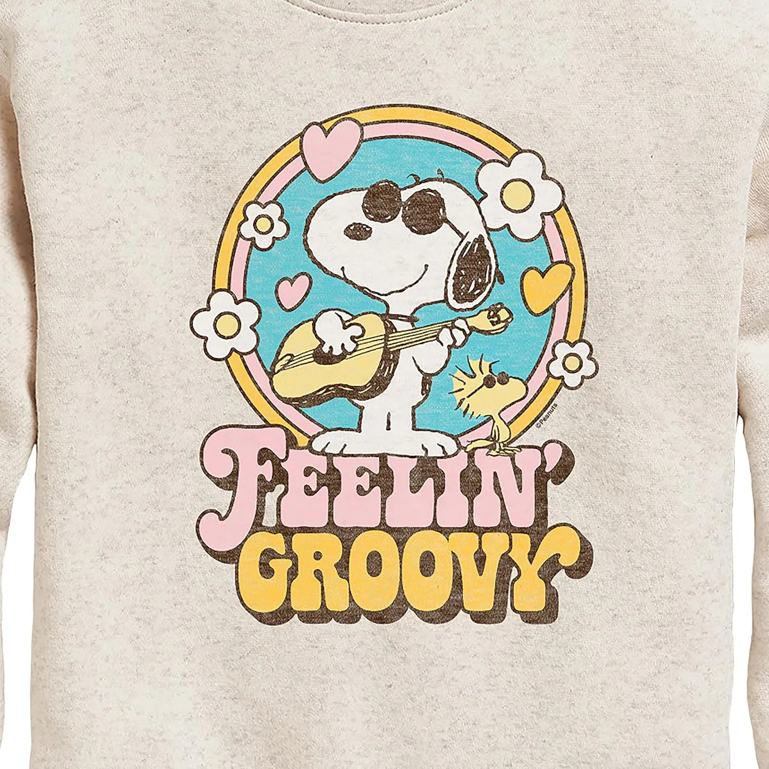 HYBRID APPAREL - Peanuts - Feelin Groovy Snoopy and Woodstock - Toddler and Youth Crewneck Fleece Sweatshirt
