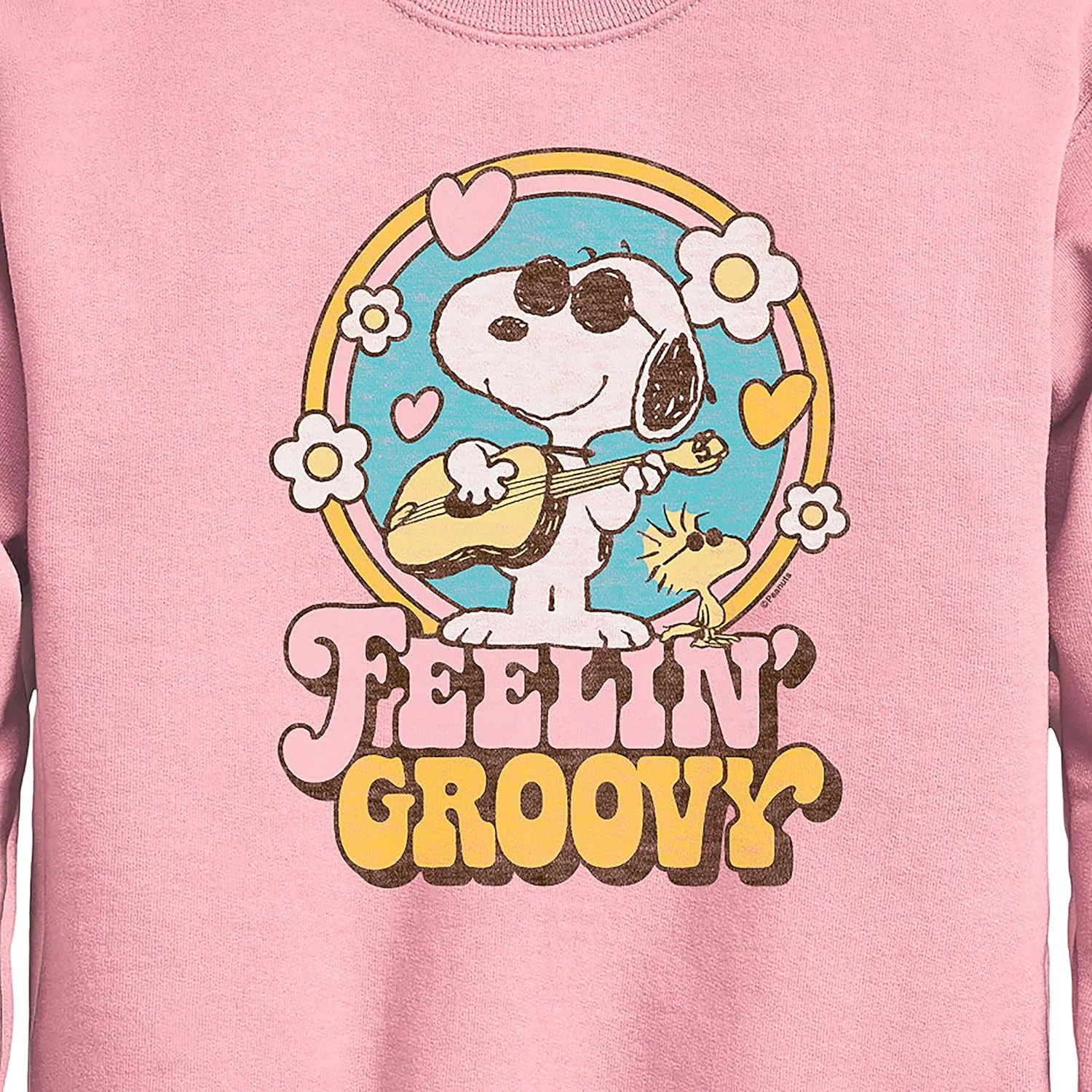HYBRID APPAREL - Peanuts - Feelin Groovy Snoopy and Woodstock - Toddler and Youth Crewneck Fleece Sweatshirt