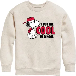 HYBRID APPAREL - Peanuts - Snoopy - I Put The Cool in School - Toddler & Youth Crewneck Fleece Sweatshirt