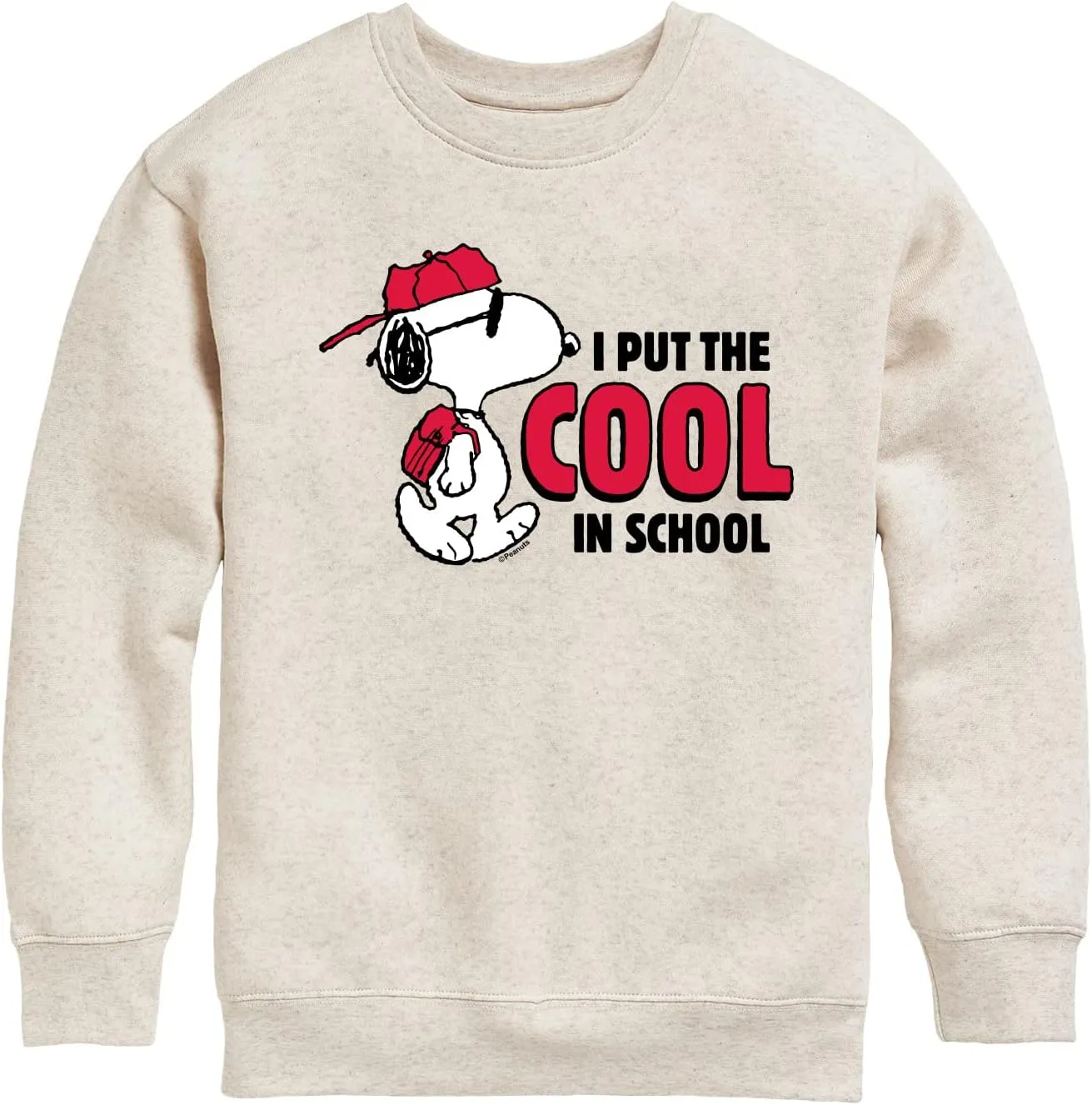 HYBRID APPAREL - Peanuts - Snoopy - I Put The Cool in School - Toddler & Youth Crewneck Fleece Sweatshirt
