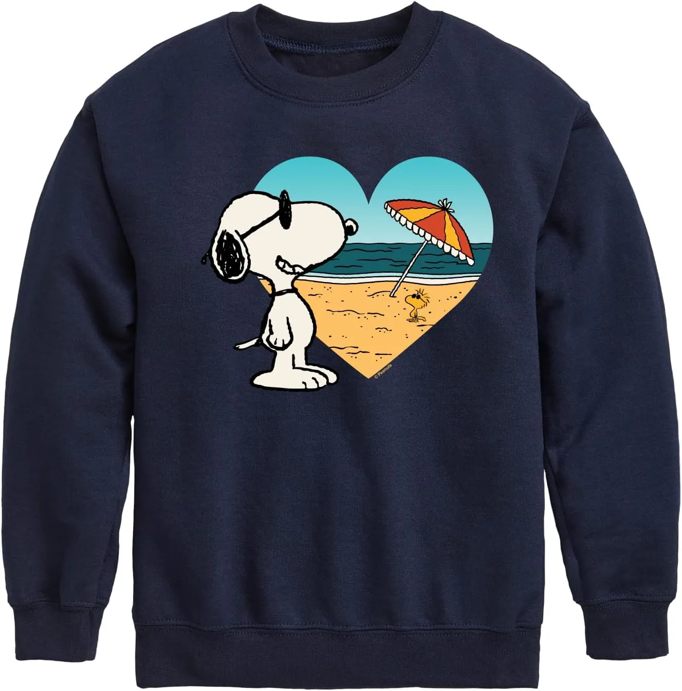 HYBRID APPAREL - Peanuts - Summer Edition - Snoopy Hearts The Beach - Toddler & Youth Crewneck Fleece Sweatshirt