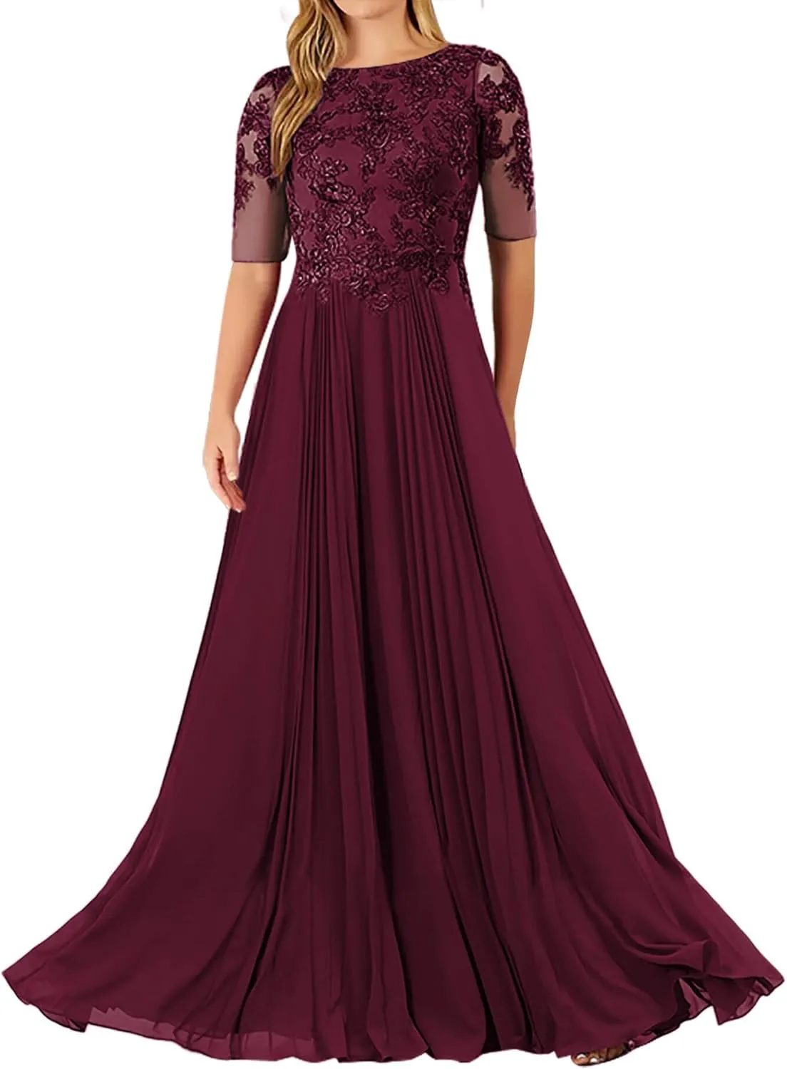 JAEDEN Mother of The Bride Dresses for Wedding - Lace Chiffon Evening Dresses for Women